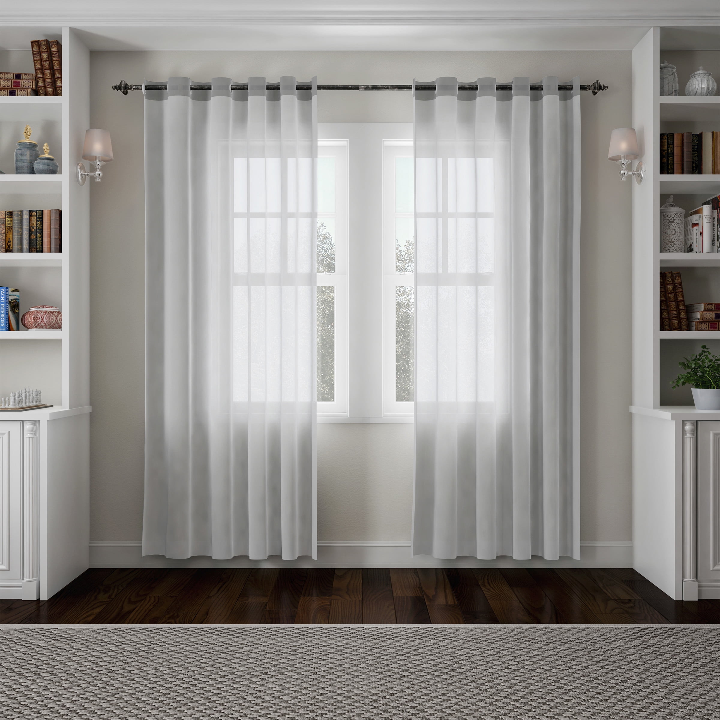 Lavish Home 1-inch Curtain Rod with Turned Finials for Windows 48-84" (Antique Black)