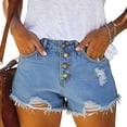 thumbnail image 6 of BUIGTTKLOP Plus Size Denim Shorts for Women High Waisted Distressed Ripped Jeans Shorts Frayed Hem Casual Summer Shorts with Pockets, 6 of 6