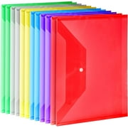 12 Pack Plastic Envelopes Poly Envelopes, LEOBRO A4 Clear File Bags Document Folders Document Organizers with Snap Button for Document Stationery Tools Organization, in 6 Assorted Colors