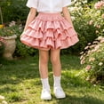 thumbnail image 2 of CPNG Girls Ruffled Layered Cake Skirt Sweet Elastic High Waist Solid Color A-line Casual Cute Skirts Princess Skirts(Pink,14-16 Years), 2 of 8