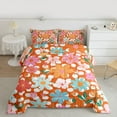 thumbnail image 2 of Manfei Colorful Flowers Full Size Comforter Sets 3-Piece for Teens Adults,Orange Polka Dots Bedding Comforter Set,Chic Floral Blossoms Lightweight Bedding Sets,Lightweight Room Decor,Reversible, 2 of 8
