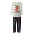 thumbnail image 3 of Family Christmas Pajamas Matching SetElk Print Tops Plaid Pants Sleepwear Set, 3 of 7
