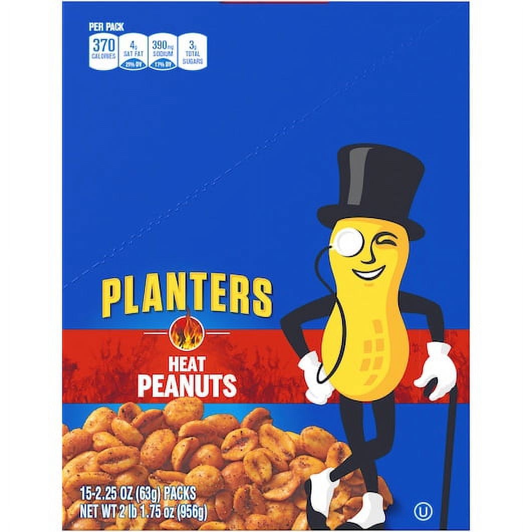(Price/Case)Planters Heat Peanut 2.25 Ounce Tube - 15 Per Pack - 3 Per Case, 2.25 Ounces, 3 per case