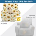 thumbnail image 4 of Xoenoiee Sunflower Leaves Pattern Recliner Cover 4 Pieces Lazy Boy Chair Covers Breathable Recliner Sofa Slipcover Anti-Slip Fitted Furniture Protector with Elastic Bottom, 4 of 7
