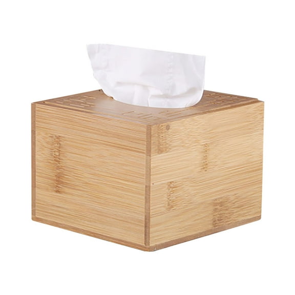 Bamboo Tissue Holder Wooden Tissue Box Cover Pull Cube Dispenser Decorative Organizer for Bathroom Office Kitchen Nightstand