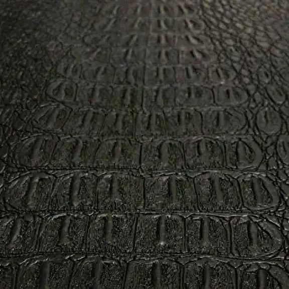 Gator Faux Leather, Soft Textured Crocodile Vinyl Fabric, Alligator Skin Embossed Upholstery And DIY Craft Pleather Sheets – Cut Continuously By The Yard (Black)