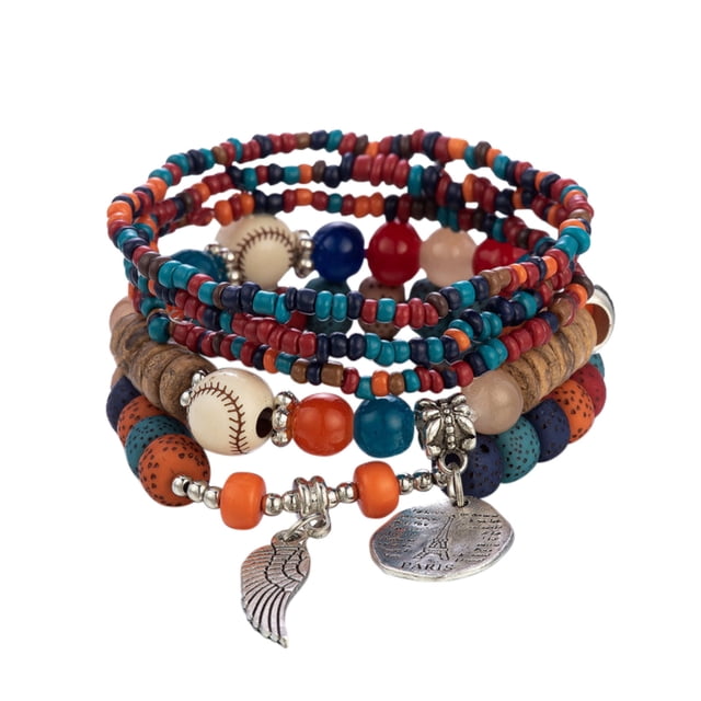 Bracelets Multicolor Stackable Bead Jewelry Set for Women and Men – Stretchable Layered Bracelet in Various