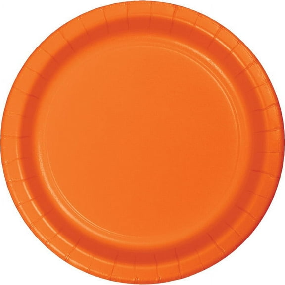 240 Count Bulk Pack Sunkissed Orange Sturdy Style Paper Banquet Plates 10.25 inch