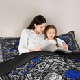 thumbnail image 4 of Erosebridal Halloween Bat Queen Comforter Set, Bohemian Aztec Mandala Bedding Comforter Set, Black Gray Blue, Black Reversible 3pcs, 1 Comforter and 2 Pillowcases, 4 of 6