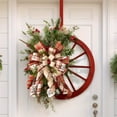 thumbnail image 3 of NO Christmas Wreath for Front Door, Winter Farmhouse Wagon Wheel Wreath,15.7in, 3 of 9