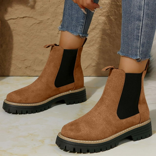 Amzcrzy Bottes Mi-Mollet pour Femmes Mode Décontractée Polyvalente Douce Cool à Agencer Style Automnal à la Mode Tendance Talon Épais Bottes Mi-Mollet Bottes pour Femmes Chaussures pour Femmes
