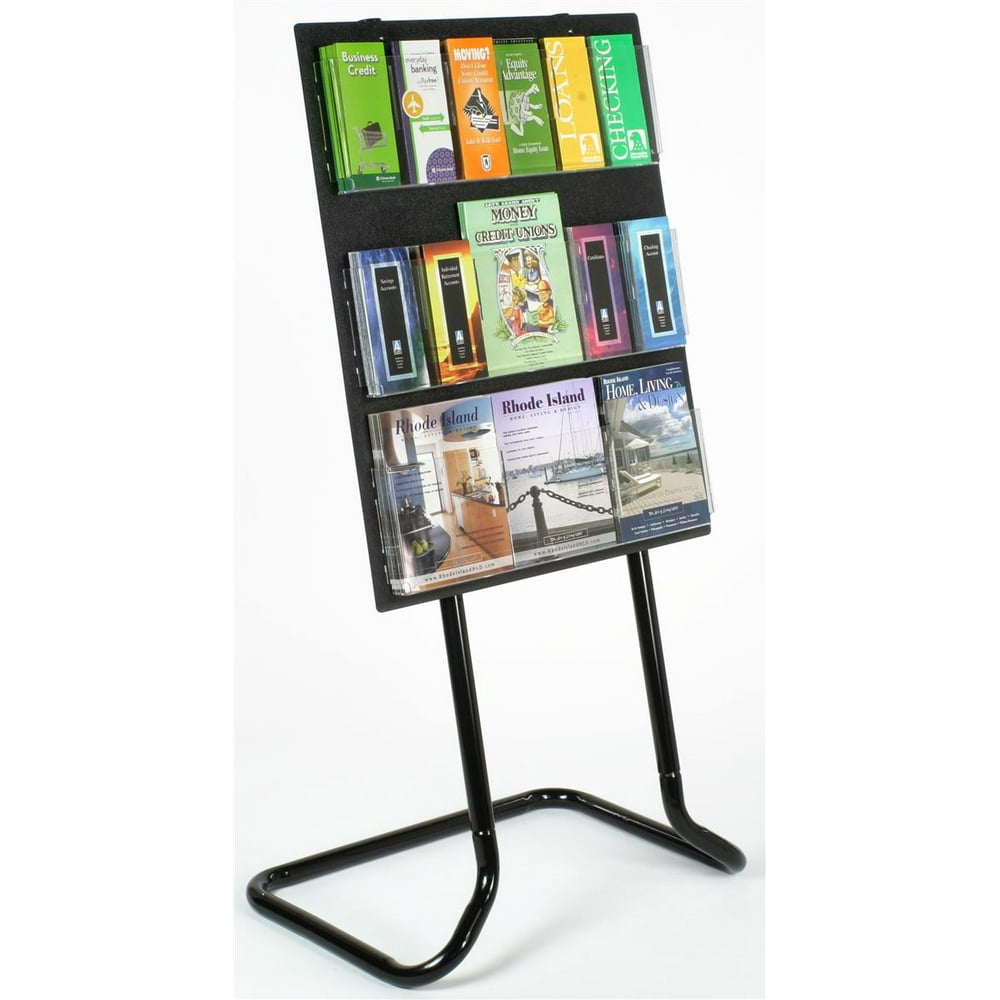 Freestanding Brochure Rack with Clear Acrylic Adjustable Pockets for