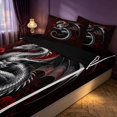 thumbnail image 3 of Manfei Gothic Dragon Animals Zipper Full Size Comforter Sets with Fitted Sheet and 2 Pillowcases,Vintage Rose Flowers Zipper Bedding Set,Red Black,Black Reversible,4pcs, 3 of 8