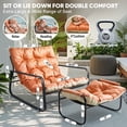 thumbnail image 5 of HomeMiYN Patio Outdoor Lounge Chair with Footstool,Oversized Comfy Recliner Chair,Support 500lbs with Extra Thick Puffy Cushion,Modern Outside Furniture Set for Backyard,Porch,Poolside,Orange/Beige, 5 of 10