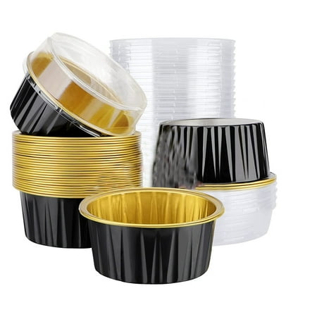 

25Pcs Aluminum Foil Cupcake Liners Cups with Lids for Bakery Party(C)