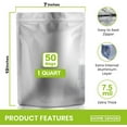 thumbnail image 2 of 50 Packs Mylar Bags for Food Storage 1 Quart(7"x 10") Reusable Mylar Bags 400cc Thick 5.5 Mil,Heat Sealable Mylar Bags for Food Storage Zipper Pouches, 2 of 7