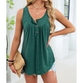 thumbnail image 6 of Women'S Flowy Tank Tops Summer Sleeveless Loose Fit Pleated Tunic Shirts Dark Green S, 6 of 9