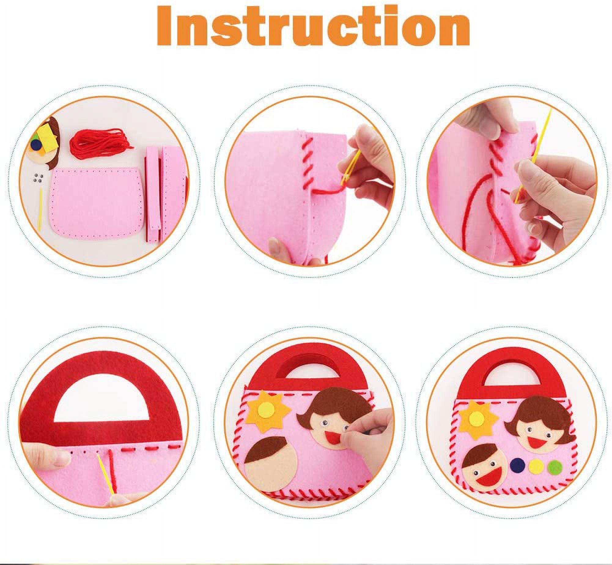 4 pcs Kids Arts and Crafts, Preschool Educational Toys Sewing Kit