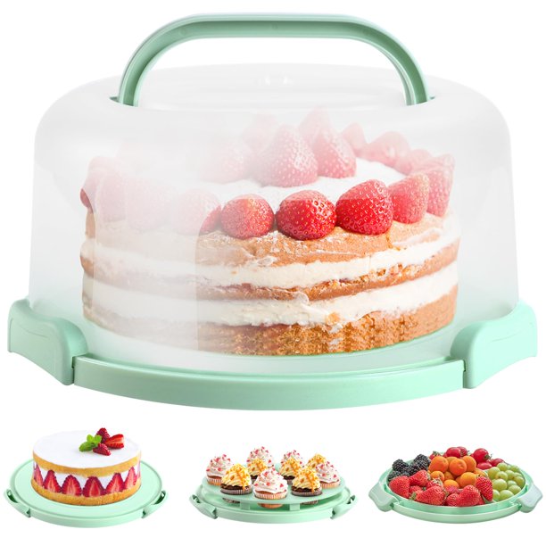 Soporte para tartas Ohuhu sin BPA para tartas de 10 pulgadas con tapa y asa
