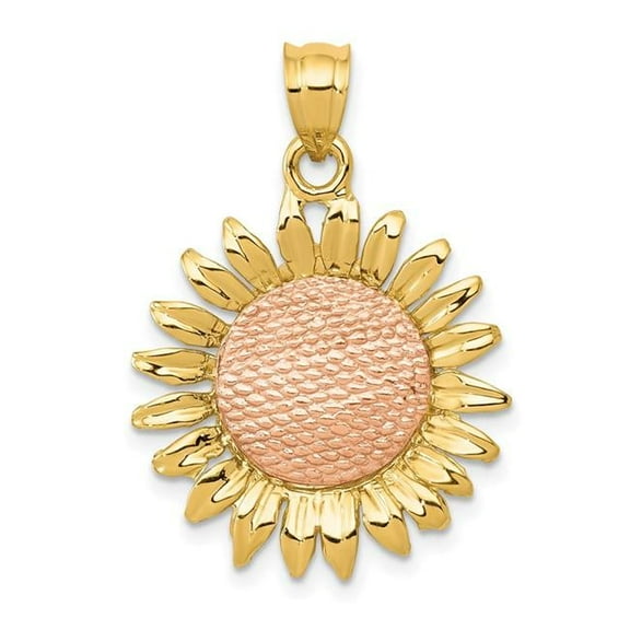 Finest Gold 14K Two-Tone Polished Sunflower Pendant