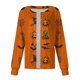 thumbnail image 4 of Women Long Sleeve Pattern Pocket Working Halloween Print Stand-up Collar Single-breasted Protective Overalls Cardigan Jacket Top, 4 of 4