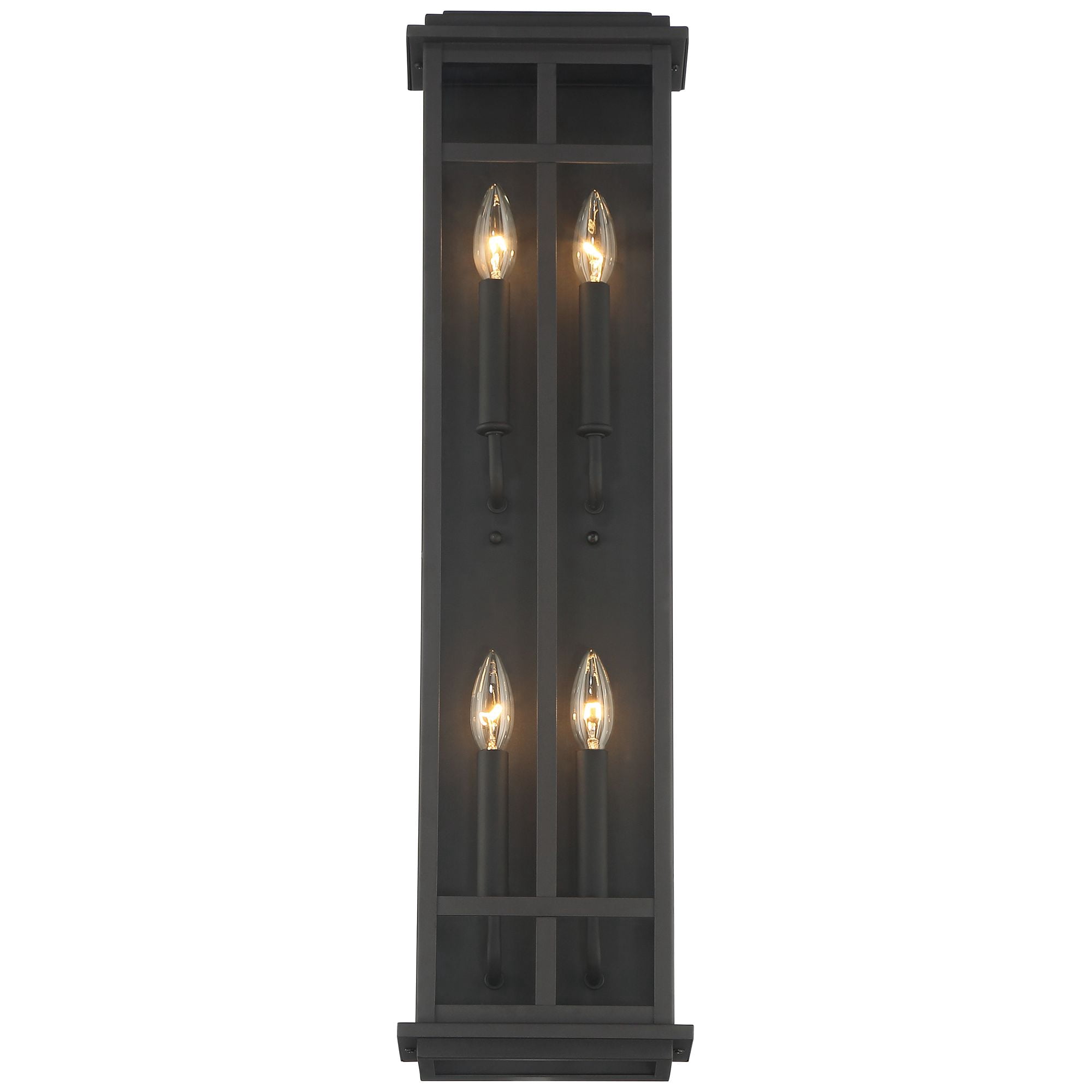 Possini Euro Design Metrix 30" High Farmhouse Rustic Rectangular Outdoor Wall Light Fixture Mount Porch 4-Light Black Glass Shade