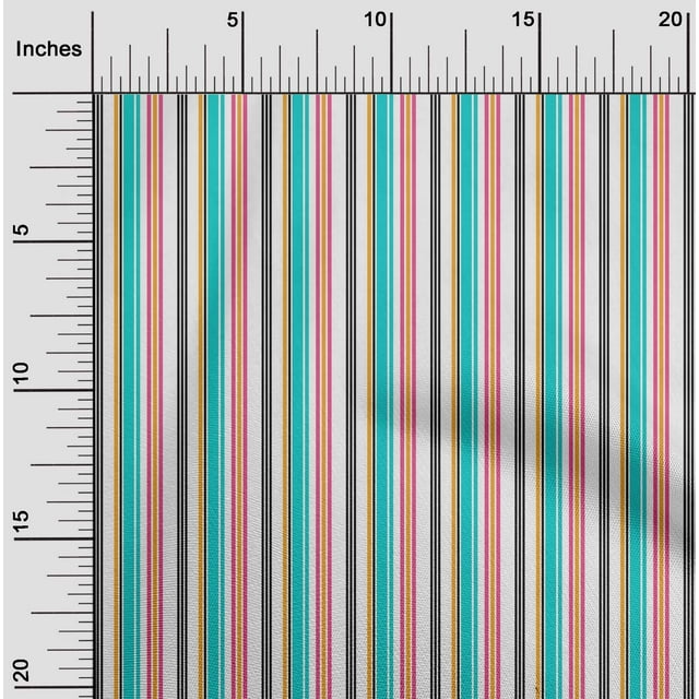 oneOone Tissu Popeline de Coton Imprimé Rayures Multicolores Tissu de Couture BTY 56 Pouces de Large