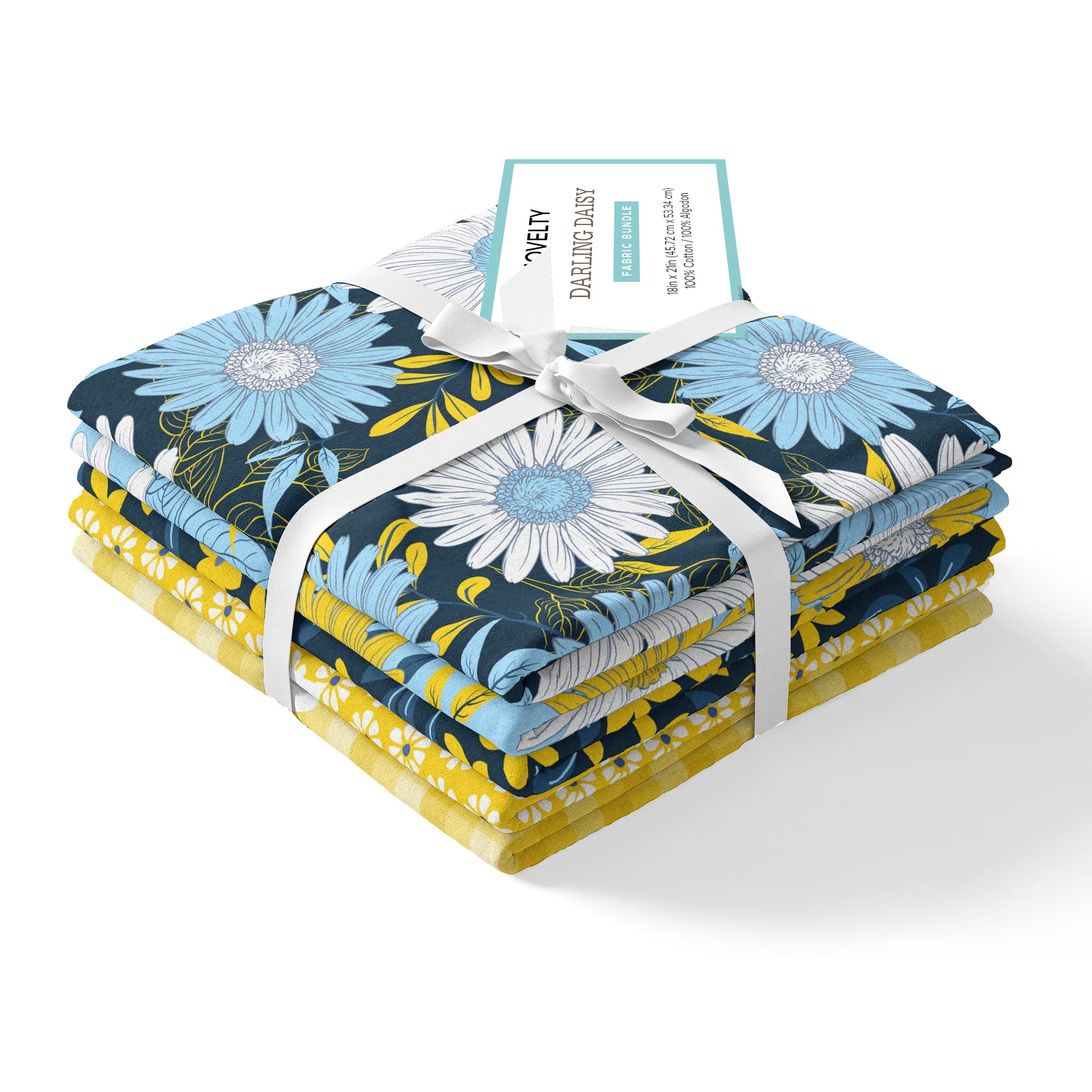 (3 pack) David Textiles 18" x 21" 100% Cotton Darling Daisy, Multi-color, for Quilting & Sewing, 5 Pieces