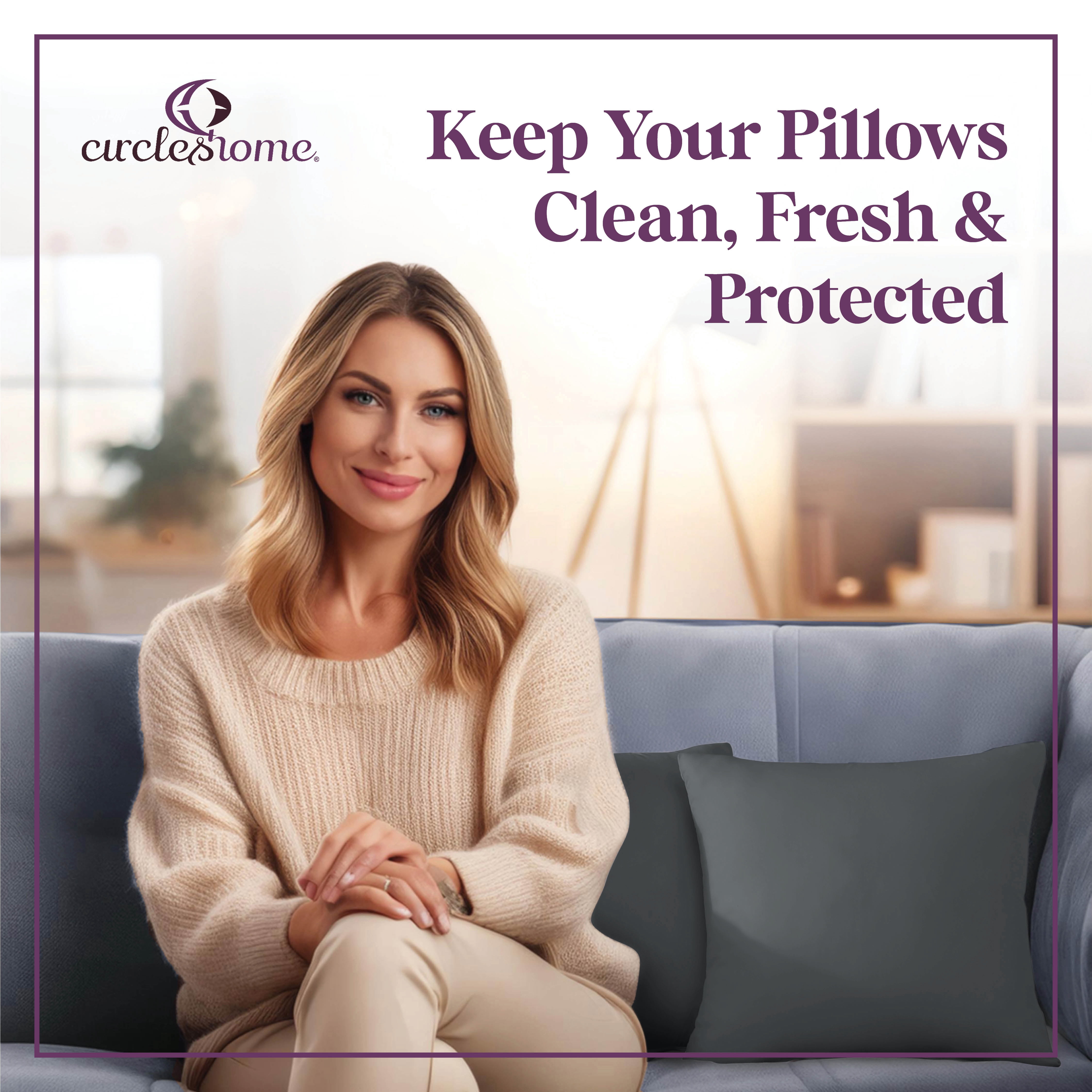 CIRCLESHOME Throw Pillow Protectors - 100% Cotton Breathable Pillowcases - 20 X 20 Square Pillowcases - Protects Pillows from Dirt, Dust and Debris (Square Pillow - 4 Pack- 20x20)