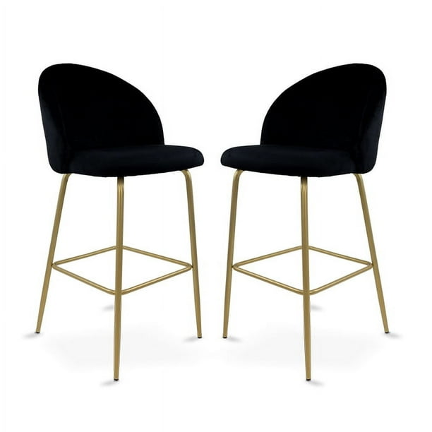 Sillas Altas Mirel Zurich Para Barra de Cocina Banco Desayunador Tapizado 2 Piezas Negro
