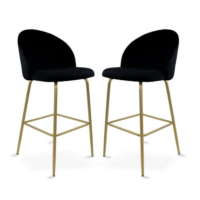 Sillas Altas Mirel Zurich Para Barra de Cocina Banco Desayunador Tapizado 2 Piezas Negro