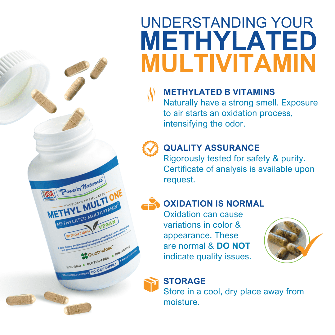 Methyl Multi One: Vegan Methylated Multivitamin for Men & Women With Methylfolate, Acive B12, B6, Zinc, Iron-Free, 60 Capsules, Once Daily for 60 Day Supply