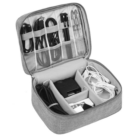 Travel Cable Organizer Bag Electronics Accessories Organizer Bag Universal Carry Travel Gadget Bag for Cables Charger Hard Disk (Gray)
