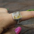 thumbnail image 2 of Natural Golden Rutile Quartz 925 Sterling Silver Handmade Statement Ring Birthday Gift Jewelry, 2 of 5