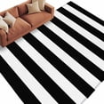 thumbnail image 2 of Geometric Pattern Washable Living Room Rugs 5'x8', Black Line Stripe Simple Style Low Pile Throw Large Area Rug Non-Slip Sturdy Edge Binding Carpet for Living Room Kitchen Office, 2 of 9