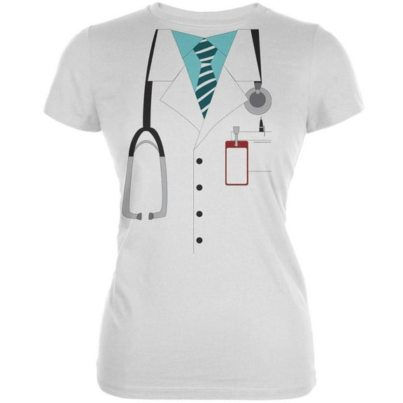 Halloween Doctor Costume White Juniors Soft T-Shirt - 2X-Large