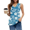 thumbnail image 3 of SAATLERI Summer Sleeveless Shirts for Women Hawaiian Print Tropical V Neck T Shirts Loose Fit Dressy Tops Casual Tank Top, 3 of 4