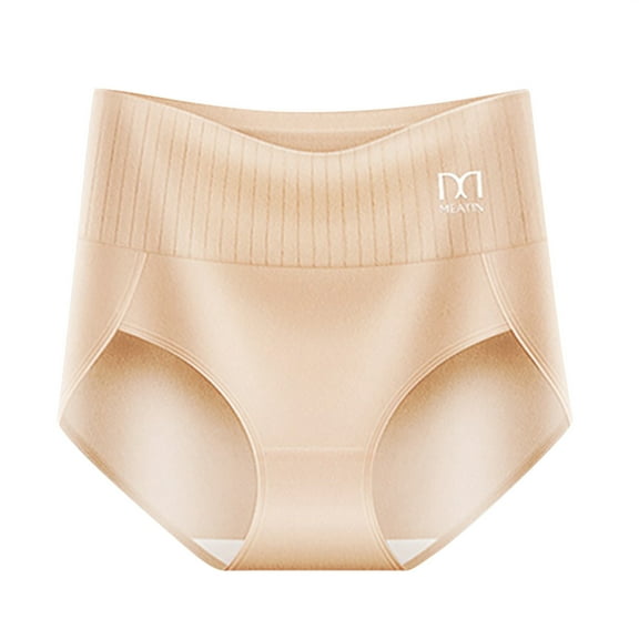 Riecok Womens Briefs Plus Size High Waist Tummy Control Butt Lifting Seamless Soft Comfortable Briefs Beige XXXL