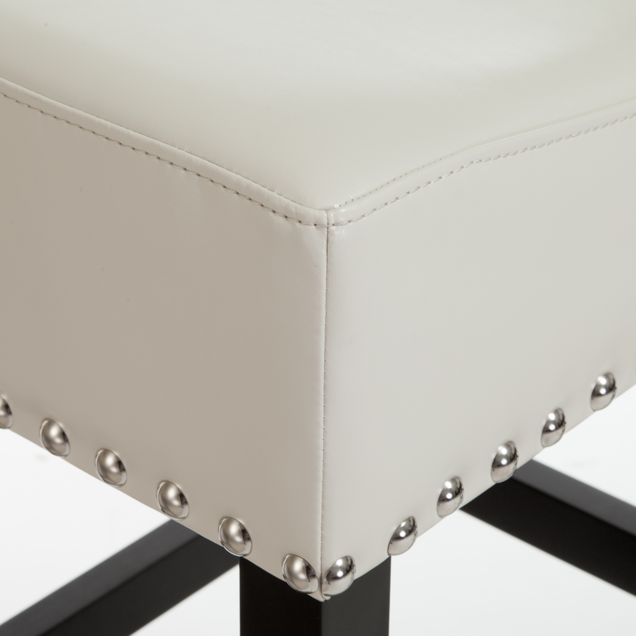 Noble House Lindsey Backless Bonded Leather Bar Stool, Set of 2, Ivory