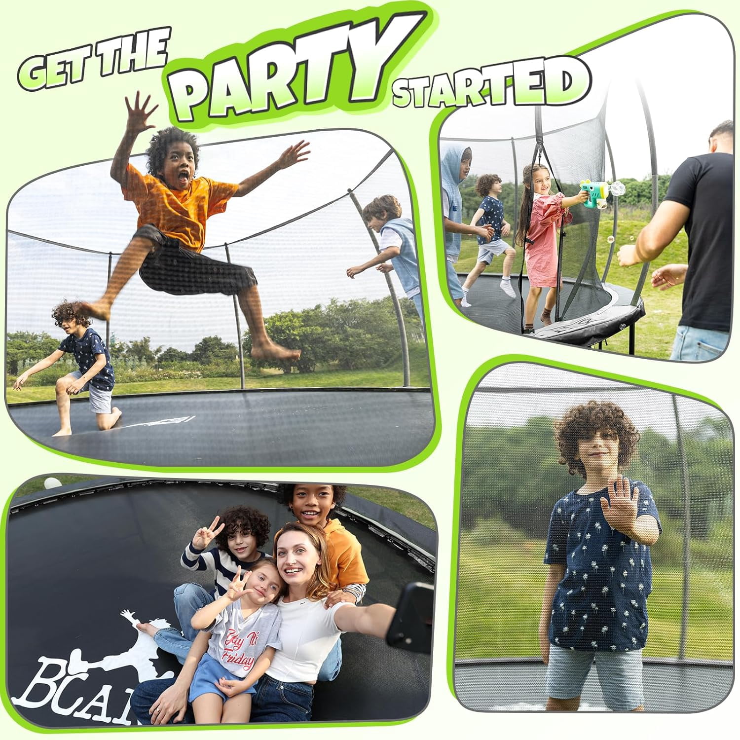 BCAN 14FT Recreational Trampoline with Enclosure for Kids Adults, Outdoor Trampolines with Ladder for Kids