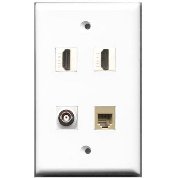 RiteAV - 2 Port HDMI 1 Port Phone RJ11 RJ12 Beige 1 Port BNC Wall Plate