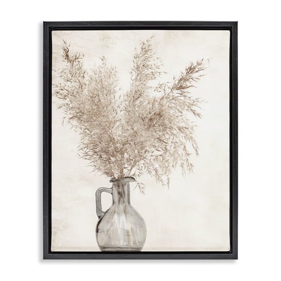 Stupell Industries Eclectic Wild Pampas Vase Black Floating Frame Canvas Art, 17 x 21, by Kim Allen