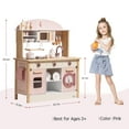 thumbnail image 3 of Robud Interactive Wooden Kitchen Play Set with Cooker, Suitable for Kids Age 3+, Pink, 3 of 11