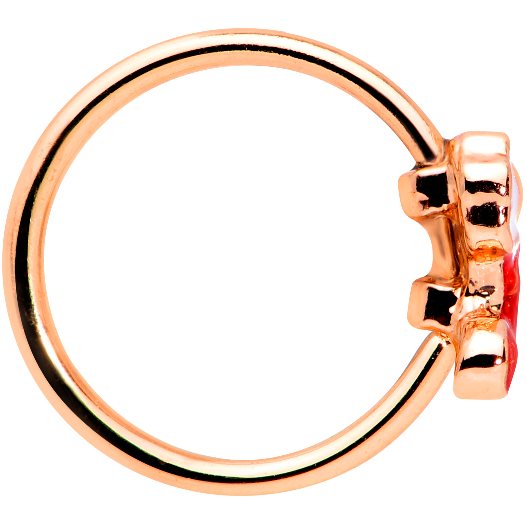 Body Candy Womens 20G PVD 316L Steel Nose Ring Rosy Red Stocking Nose Hoop Ring Circular Nose Ring 5/16” - image 3 of 3