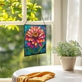 thumbnail image 3 of Zinnia Flower Stained Glass Panel Suncatcher Square Window Hanging, 8 Inch Real Glass Decorative Art Sun Catcher for Home, Gift, and Garden Decor 78OR19, 3 of 6