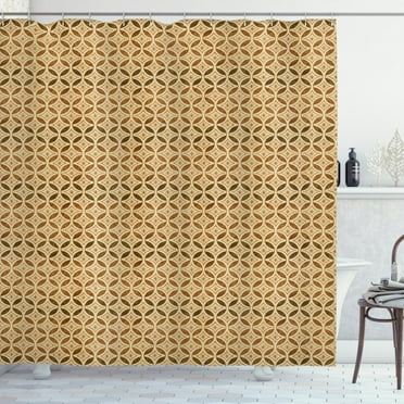 Ambesonne Vintage Shower Curtain, Celtic Style Circles, 69"Wx75"L, Caramel and Beige
