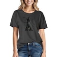 thumbnail image 2 of Tnhcen Women's Halloween Cute Cartoon Print Cotton T-Shirt - Short Sleeve Basic Tops Plus Size S-2XL Festive Seasonal Tops, 2 of 3