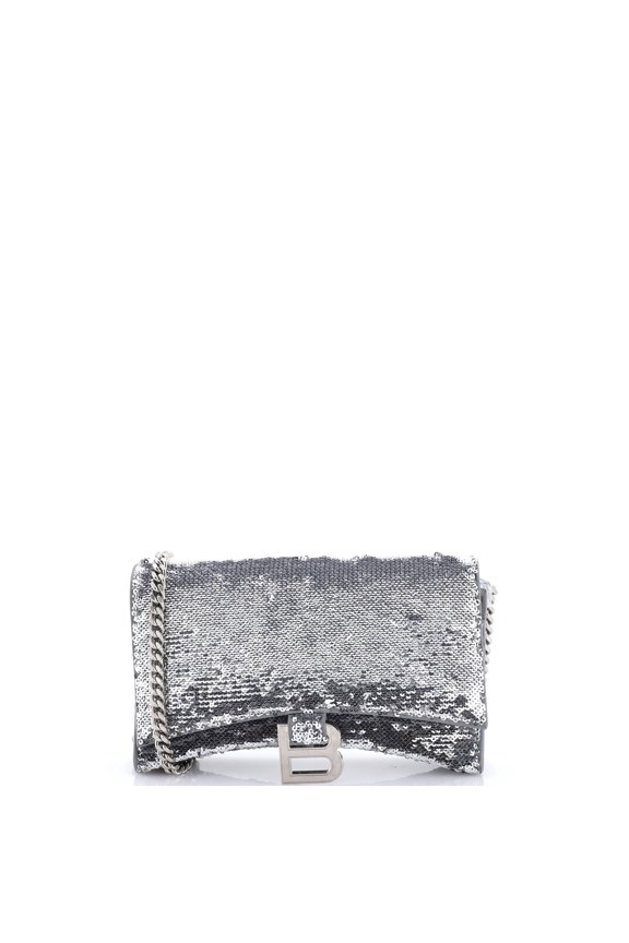 Pre-Owned Hourglass Chain Wallet Leather with Sequins By Rebag