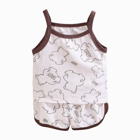 mgoYE Toddler Girl Clothes 18-24 Months Baby Girl Summer Clothes Cute Dress Smocked Sleeveless Tops Shorts Outfits Toddler Bloomers Princess Outfit Set Brown