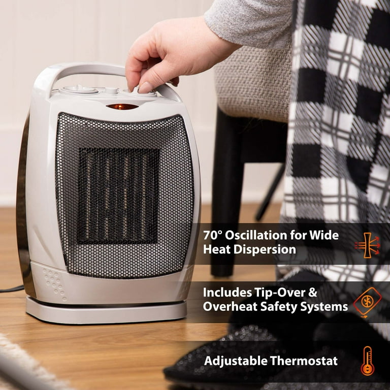 Comfort Zone 1,500-Watt Ceramic Heater, Energy-Efficient